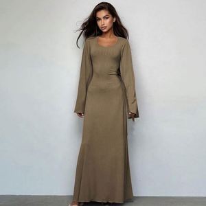 Abito T-shirt da Donna Yi, Casual, Ampio, con Scollo a U, Elegante, di Alta Qualità, a Maniche Lunghe, Lunghezza <span class=keywords><strong>Maxi</strong></span> - Product Image 3