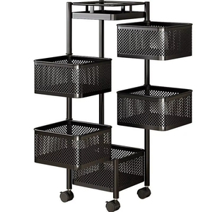 Carrito Multiusos de Metal de Gran Capacidad con 5 Niveles Cestas Giratorias para Verduras Organizador Móvil para Frutas y Snacks Estante de Almacenamiento para Sala de Estar - Product Image 1