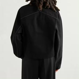 แจ็คเก็ตโค้ชแฟชั่นฤดูใบไม้ร่วงสีดำสำหรับผู้ชาย คุณภาพสูง รับผลิตตามสั่ง (OEM) พร้อมป้ายโลโก้และซิป ขายส่ง - Product Image 3