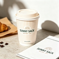 Gobelet en papier jetable pour café latte, design gratuit, pour boissons chaudes, logo personnalisé, double paroi, gobelet en papier épaissi avec couvercles colorés