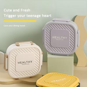 Cấp Thực Phẩm Nhựa 1300Ml 3-Ngăn Hình Chữ Nhật Nhiệt Trường Tiffin Thép Không Gỉ <span class=keywords><strong>Bento</strong></span> Trẻ Em Ăn Trưa Hộp Cho Người Lớn - Product Image 2