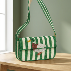 Sac à bandoulière à rabat perlé avec motif chien, sac de soirée fait main à la mode - Product Image 3