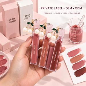 Brilho Labial Vegano Personalizado com Acabamento Brilhante, Rótulo Privado, Livre de Crueldade, À Prova D'água, Batom Líquido Matte Não Transfere com Chaveiro - Product Image 1