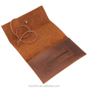 Custom Design Vintage Genuine Leather Tobacco Holder Roll up Tobacco <b>Pouch</b> with Rolling Tip Paper Holder Slot - Product Image 5