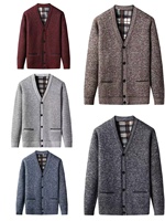 Pull pour homme de haute qualité en gros, col en V, manches longues, cardigan à boutons, tricot épais pour l'automne et l'hiver