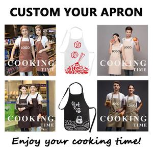 Poliéster Algodón <span class=keywords><strong>Lino</strong></span> Lona Impresión impermeable Chef Trabajo Niños Cocina Delantal Logotipo personalizado con 3 bolsillos para hombres Mujeres - Product Image 6