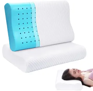 Queen Size Cooling Bed Pillows Memory Foam Firm Pillow for Side and Back Sleepers with Adjustable Neck Pattern