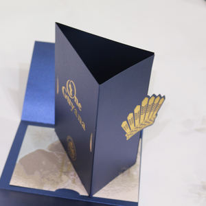 La plus nouvelle carte principale d'impression colorée d'invitation <span class=keywords><strong>de</strong></span> mariage <span class=keywords><strong>de</strong></span> marine à trois volets avec la conception <span class=keywords><strong>de</strong></span> <span class=keywords><strong>couronne</strong></span> <span class=keywords><strong>de</strong></span> feuille d'or - Product Image 4