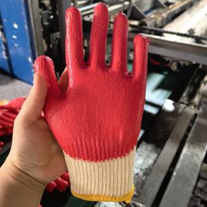 CE ISO9000 certificado suave pequeño barato algodón rojo látex recubierto guante EN388 guantes de látex rojo para el mercado de EE. UU. - Product Image 1