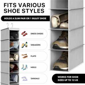 Organisateur de chaussures suspendu multicouche, sac de rangement pliable pour armoire et placard, support pour chaussures et baskets - Product Image 2