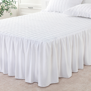 Jupe de lit de luxe <span class=keywords><strong>blanche</strong></span> à volants, protège-matelas matelassé avec bande élastique, couleur unie, doux pour <span class=keywords><strong>la</strong></span> <span class=keywords><strong>peau</strong></span> - Product Image 3