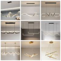 Lustre de plafond LED moderne de luxe, design noir en forme de barre torsadée pour la décoration de la maison et des restaurants, lampe suspendue noire