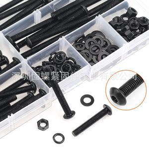 Black High Strength Pan Head Hex Socket Screw Set 200pcs Metric ISO7380 Grade 8.8 SCM435 Alloy Steel Standard Thread - Product Image 1