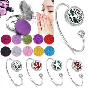 New Flower Design Aromatherapy Diffuser Stainless Steel Perfume <b>Locket</b> Aroma Essential Oil Diffuser Bracelet Bangle Jewelry - Product Image 2