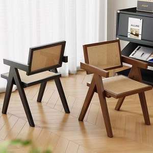 Wholesale Customize Fast Food Shop Hot Selling Furniture Indoor Kitchen Hotel Wooden Restaurant Dinner Rattan Dining <b>Chair</b> - Product Image 1