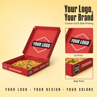 Boîte à pizza personnalisable avec impression de logo, boîte d'emballage à emporter en carton ondulé de qualité alimentaire pour restaurant, boulangerie