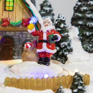 Village de Noël recouvert de neige avec musique, éclairage LED, décoration d'arbre, enfants, Père Noël et arbre de Noël rotatifs, personnes - Product Image 3