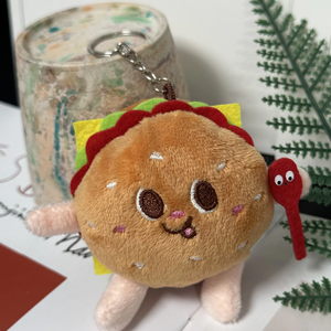 Venta al por mayor de llaveros colgantes de peluche de 8 cm con formas y colores variados: patatas fritas, hamburguesas, perritos calientes, patas de pollo. Marca QF. Para todas las edades. - Product Image 6