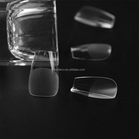 Faux Nail Art Transparent Semi-Givré Anti-Rayures Patch pour Faux Ongles, Cercueil Court, DIY, 15 Tailles