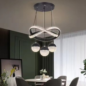 Lampadario a LED PM Decoration Home in ferro, alluminio e acrilico con sfere, per scale, in stile nordico minimalista, di lusso, per soggiorno e ristorante - Product Image 5
