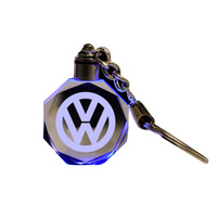 Porte-clés en cristal LED, porte-clés carré en cristal