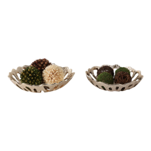 Ciotole Decorative Traforate a Forma di Fiore, Piccole Scatole Portaoggetti in Metallo Dorato, Centrotavola - Product Image 2