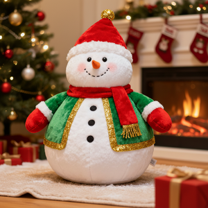 Série de Noël : Bonhomme de neige en peluche, doux et moelleux, en polyester et coton PP, brodé, pour la décoration intérieure - Product Image 1