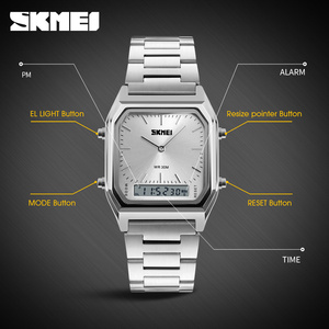 <span class=keywords><strong>SKMEI</strong></span> <span class=keywords><strong>1220</strong></span> Montre à quartz analogique-numérique à double cadran carré pour homme, multifonction étanche avec fonction d'alarme pour le sport - Product Image 4