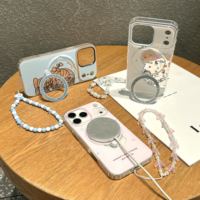 Accessoires mobiles en gros : Coque de téléphone en TPU et PC avec lanière, motif dessin animé mignon, résistante aux rayures pour 17/16/14 Plus/13/12/11