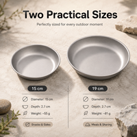 Assiette de camping GR1 en titane pur 15-19cm ultralégère portable pour pique-nique en plein air, randonnée, OEM personnalisé