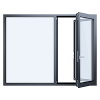 Ventana Abatible de Aleación de Aluminio de Diseño Moderno, Color y Tamaño Personalizados, Impermeable, Aislamiento Térmico, Ventana Exterior