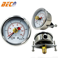 2.5" Water Pressure Gauge 0-10bar/140psi with Red Memory Pointer U-bracket Oil Filled Shock-Resistant Pressure Gauge Back Mount
