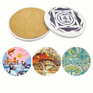 Design Customized Absorbent Wooden Cork Coaster Set Square & Round Drink Mat <b>Table</b> <b>Protector</b> Promotional Business Gift - Product Image 3