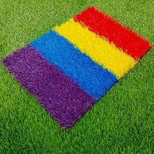 Rainbow Color Synthetic Grass Turf Coloured Runway Artificial Grass Carpet For Kindergarten Playground