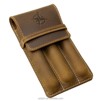 Étui à crayons vintage de luxe en cuir véritable, pochette de rangement, étui à cigares