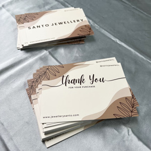 Custom Printed Beige Brown Thank You <b>Cards</b> With Leaves Design Luxury Paper Insert Appreciation <b>Cards</b> For Jewellery Cosmetic <b>Gift</b> - Product Image 3