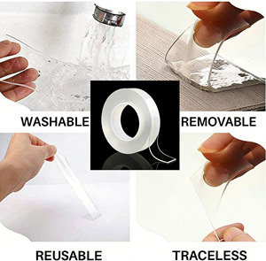 Ruban Nano Transparent Multi-Tailles, Adhésif Double Face Ultra-Résistant, Amovible, Étanche, en Gel, pour Fixation de Tapis, Décoration Murale et Bricolage - Product Image 2