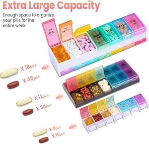 Thêm lớn hai lớp nhựa A-272 hộp thuốc 2 lần hàng ngày AM PM tổ chức hàng tuần dầu cá bổ sung Hộp đựng thuốc - Product Image 4