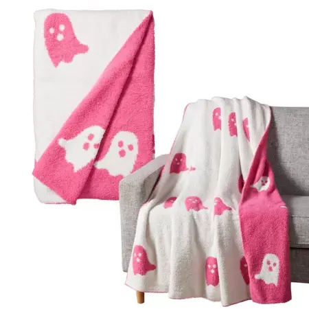 Benutzer definierte Halloween stricken rosa und weiß niedlichen weichen Fleece Geschenke Decke