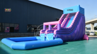 Toboggan aquatique gonflable de grande taille de qualité commerciale personnalisé, piscine d'eau amovible avec souffleur