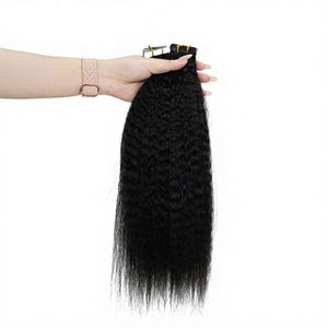 Extensions de cheveux naturels à bandes adhésives pour femmes noires, double face, texture raide crépue, extensions de cheveux humains véritables, trame invisible - Product Image 3