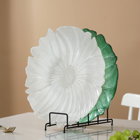 Assiette de présentation en verre texturé pétales sculptés, style moderne, 13 pouces, pour centre de table de mariage, fruits, apéritifs, desserts, traiteur