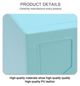 Estuche Moderno Rectangular para Guardar Joyas con Cierre Magnético y Diseño con Bisagras en Colores Azul Pastel y Rosa - Product Image 3