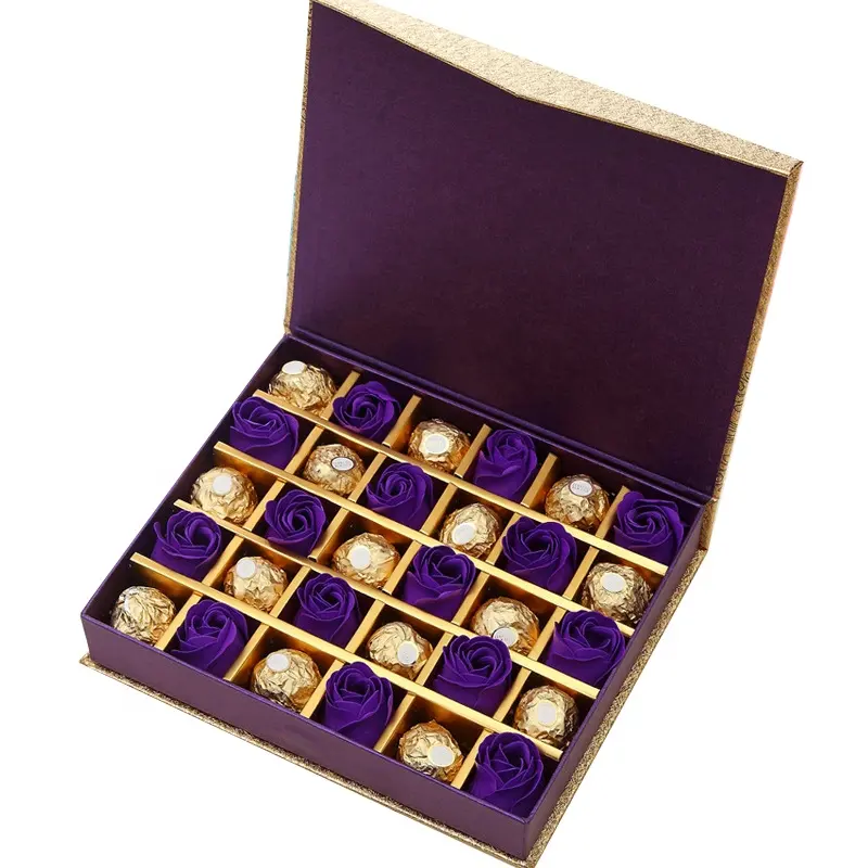 Custom magnetic lid paper chocolate packaging gift box with insert tray