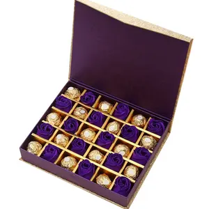 Emballage de chocolat à couvercle magnétique personnalisé, boîte-cadeau en papier avec plateau présentoir
