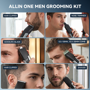 Kit de toilettage pour homme 8 en 1, rasoir électrique professionnel, tondeuse à barbe et à poils de nez avec batterie Li-ion, anglais - Product Image 2