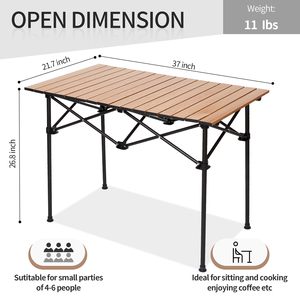 Camping <strong>Table</strong> <strong>Fold</strong> up Lightweight Compact <strong>Table</strong> 2-4 Person Portable <strong>Roll</strong> up Aluminum <strong>Table</strong> for Outdoor - Product Image 2