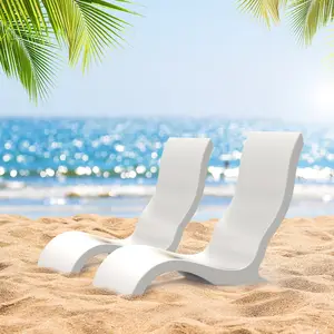 Hot sell leisure sunbed white plastic pool chair lounge chairs on ledge outdoor furnituresun loungers