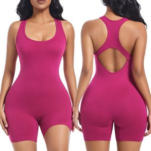 Европейско-американский формирующий комбинезон для йоги с утягивающим эффектом, цельный, с высокой талией, длиной до колена, из нейлона и спандекса, мягкий, дышащий - Product Image 2