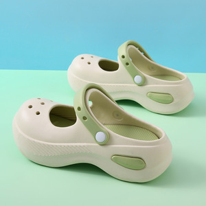 Women's Summer Mary Jane Platform <b>Clogs</b> Thick Sole Breathable Slip Resistant Beach Sandals White Green Black Brown Coffee Color - Product Image 4